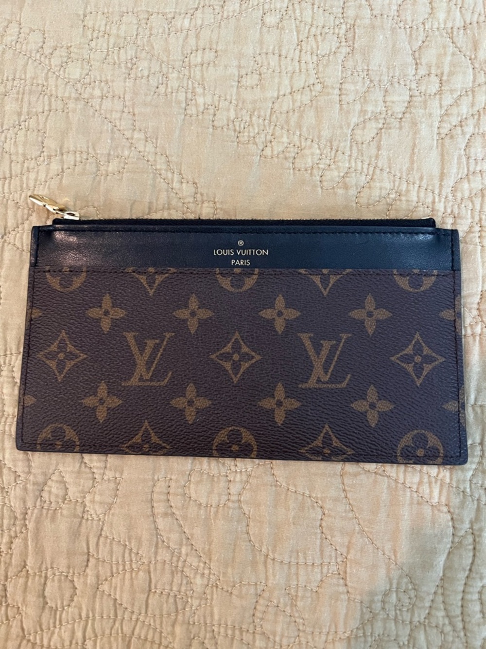 Authentic Louis Vuitton Monogram and Black Leather slim purse/wallet/card holder - Picture 2 of 6